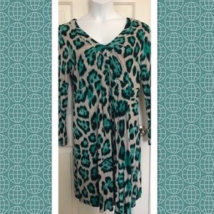 INC Teal Leopard Dress 1X
